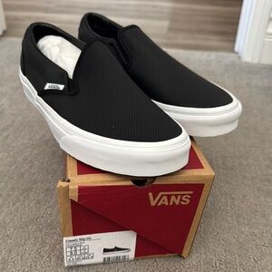 Vans Black and White Classic Slip-On Perforated Leather Shoe